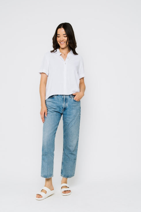 Nina-Roll Cuff Short Sleeve Shirt